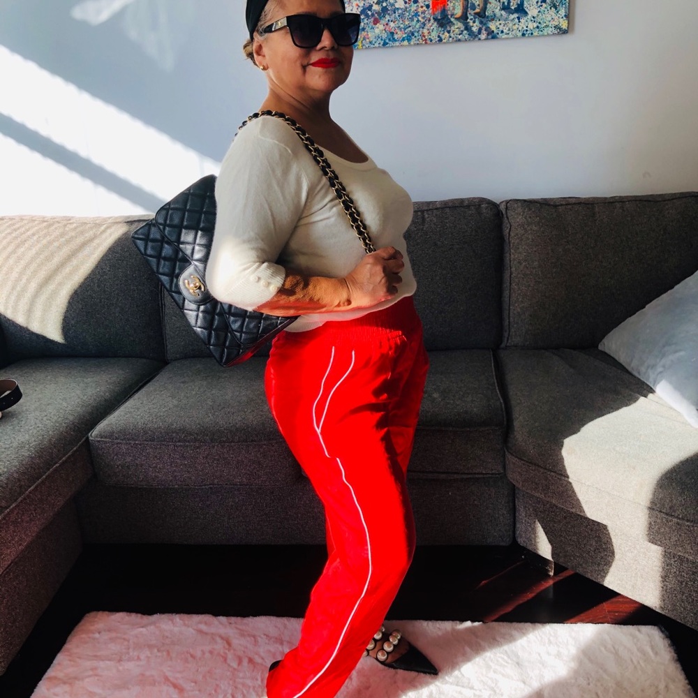 Gorgeous red satin like joggers